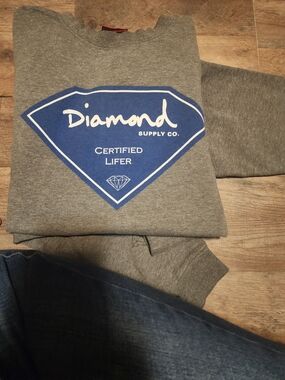 Diamond Supply Co. Gray Crewneck with Blue Diamond Logo